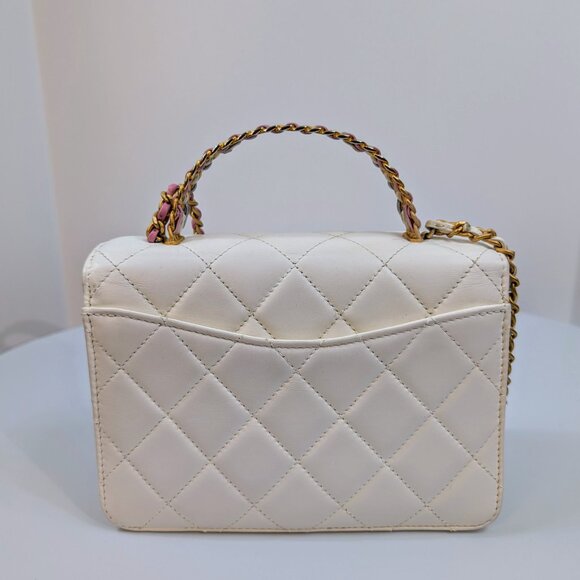 Chanel 19 White Lambskin Small Flap Bag with Pink/Blue Hardware - Picture 3 of 14